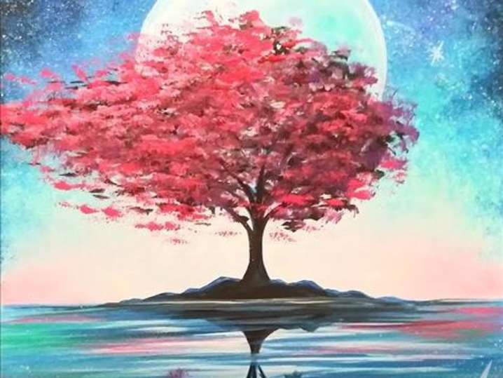 Paint and Sip - Pink Moonlit Reflection - Pasadena | Classpop!
