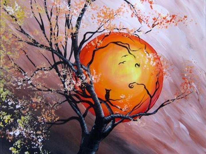 Paint and Sip - Spooky Night Under the Autumn Moon - Houston | Classpop!