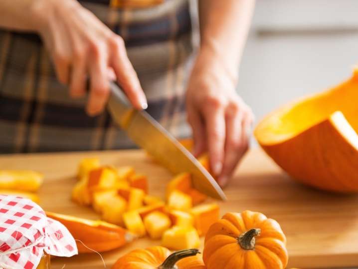 London - cutting pumpkins Shot