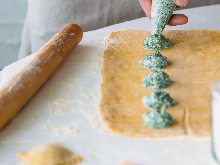 filling pasta with ricotta Shot