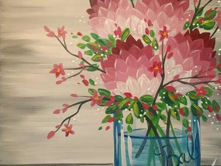 Paint and Sip - A Pretty Pink Bouquet - Houston | Classpop!