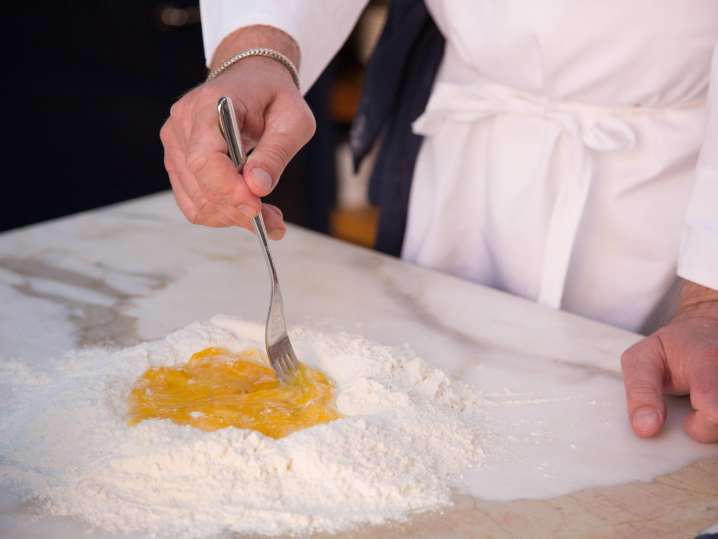 making pasta dough Shot