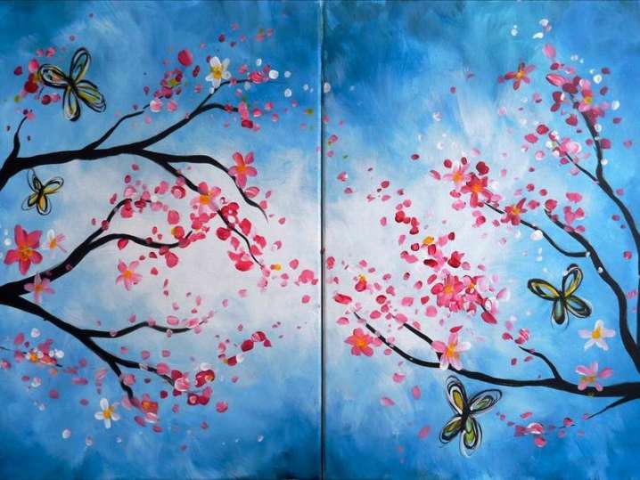 Paint and Sip - Butterflies Love Blossoms - Date Night - New Braunfels ...