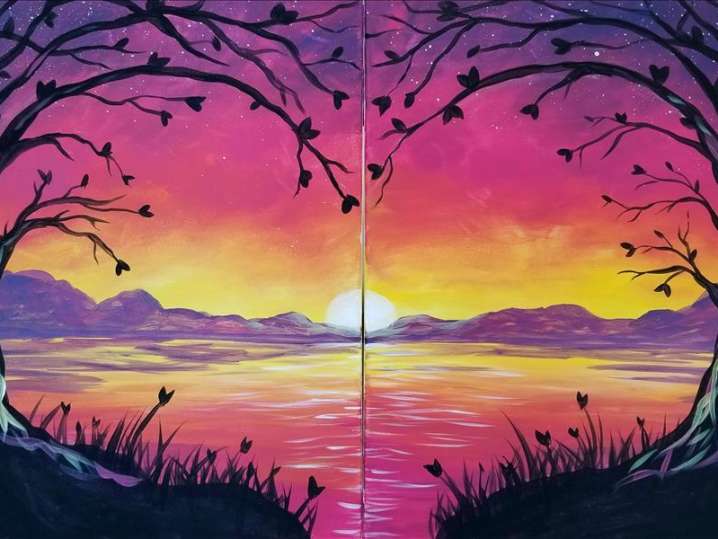 Paint and Sip - Love Tree Glowing on the Horizon - Date Night - Houston ...