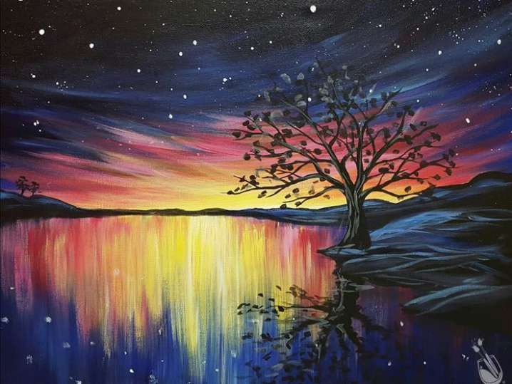 Paint and Sip - Serene Sunset Reflections Lake - New Braunfels | Classpop!