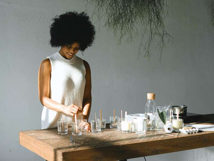 Boston - a woman making candles Shot