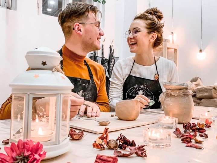 NYC - couple practicing pottery Shot