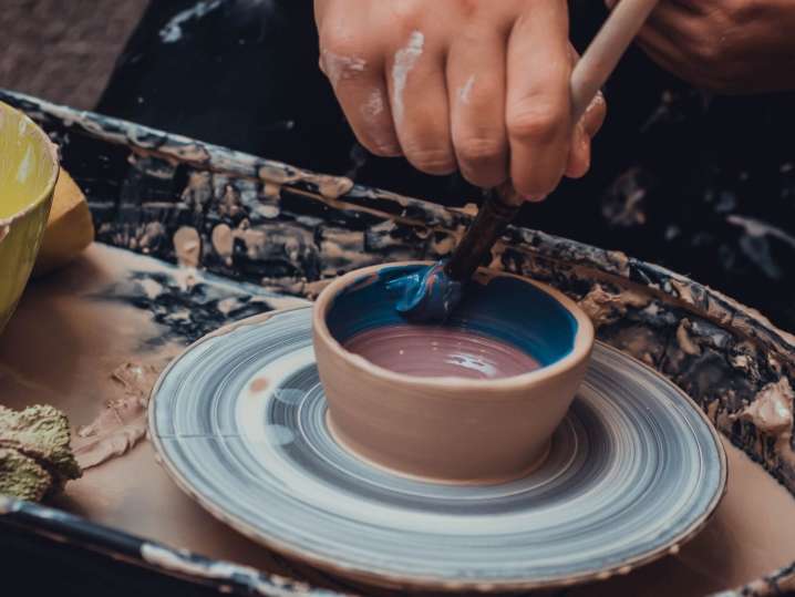 NYC - painting ceramic in blue (2) Shot