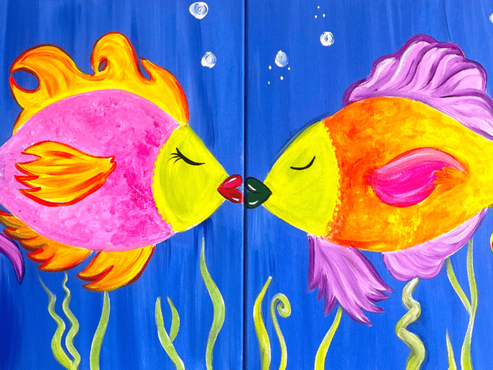Paint and Sip - Kissy Kissy Swimming Fish - Date Night - Tucson | Classpop!