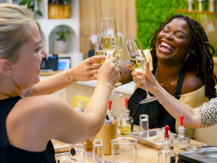 students drinking champagne Shot