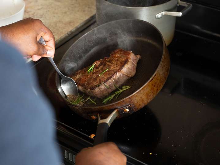 searing steak Shot