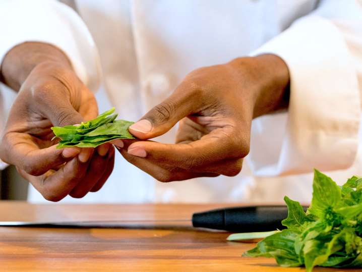 Las Vegas - cutting basil Shot
