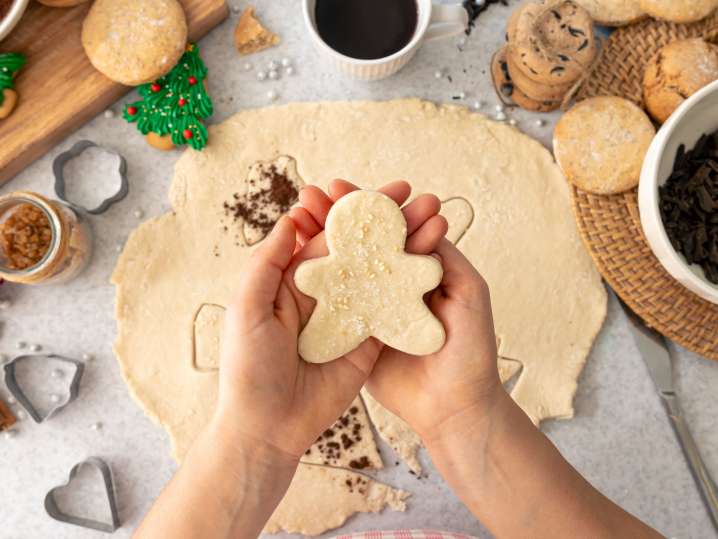 Toronto - making christmas cookies with snowman shapes Shot