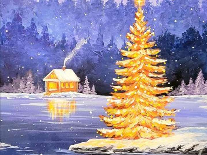 Paint and Sip - Golden Pines by a Winter Lakeside - Houston | Classpop!