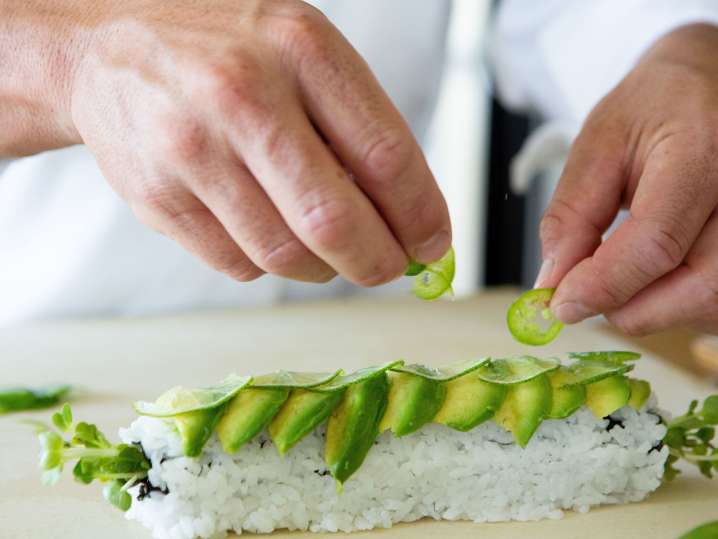 Fort Lauderdale - a chef making vegetable roll Shot