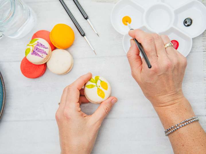 Atlanta - taking yellow paints for painting macarons Shot