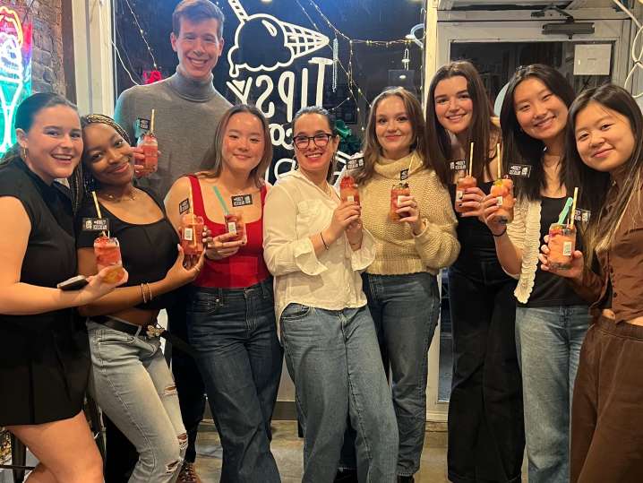 NYC - a group of friends holding their sundae icecream Shot