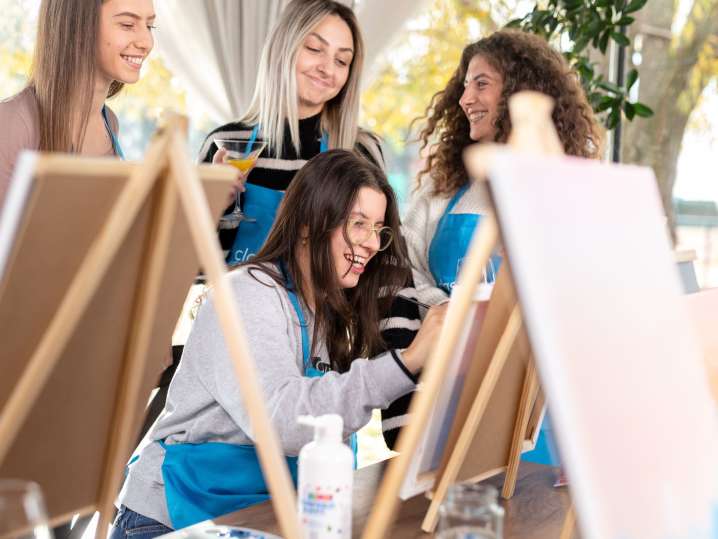 Chicago - a group at a paint and sip event Shot