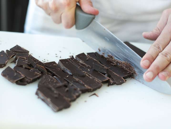 Bay Area - cutting dark chocolate Shot