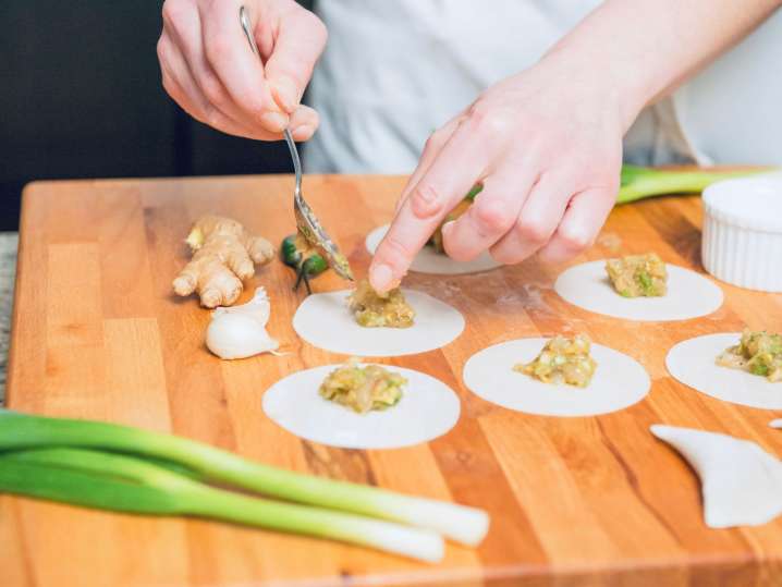 Houston - adding dumpling filling Shot