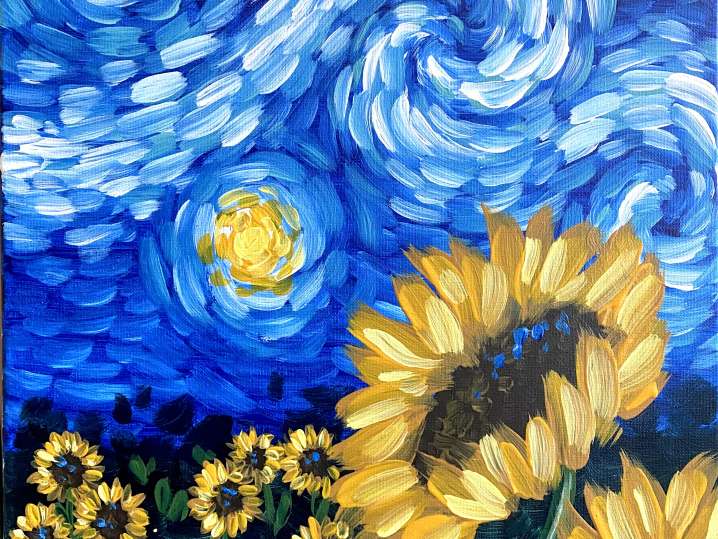 Paint and Sip - Starry Night Sunflower - Phoenix | Classpop!
