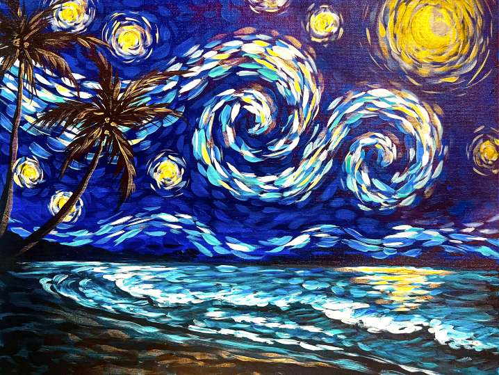 Paint and Sip - Starry Night Ocean Tide - Houston | Classpop!