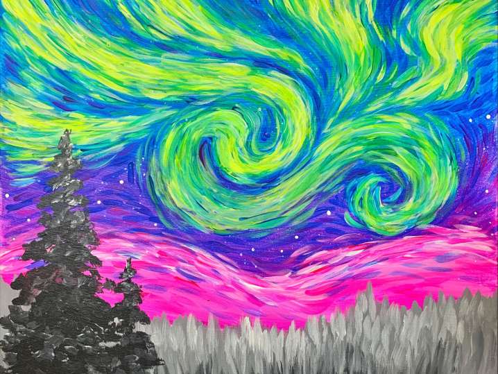 Paint and Sip - Aurora Starry Night - Tyler | Classpop!