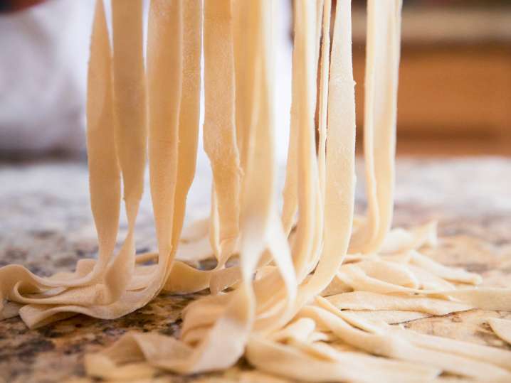 fresh cut homemade pasta Shot
