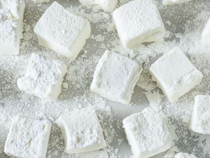 homemade marshmallows dusted with flour Shot