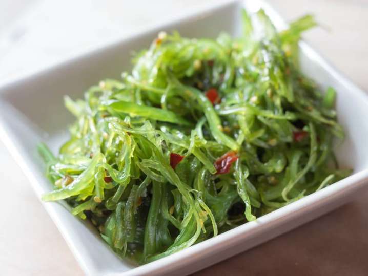 close up of seaweed salad in a bowl Shot
