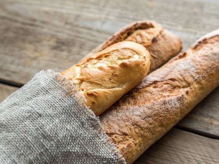 baguette loaves on a table Shot