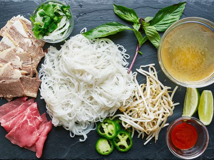 Washington D.C - ingredients for beef ribeye pho Shot