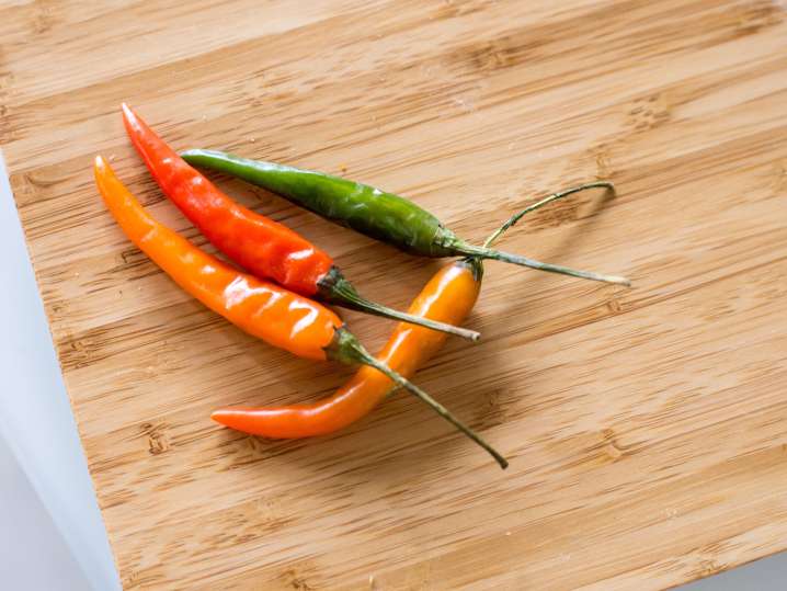 chiles on a cutting board Shot