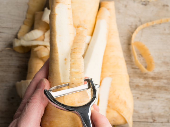 person peeling parsnips | Classpop Shot