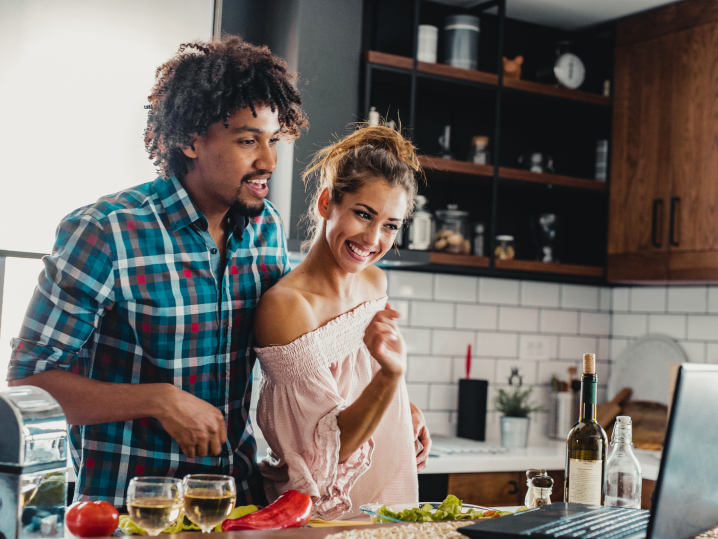 couple taking an online cooking class at home | Classpop Shot