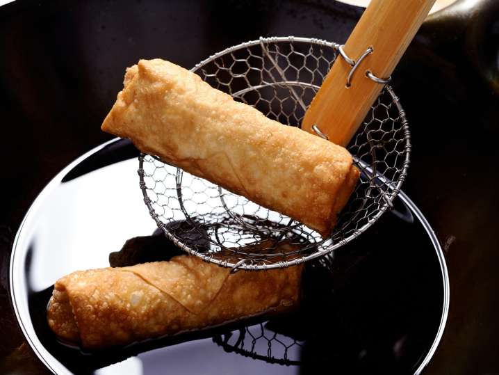 frying egg rolls Shot