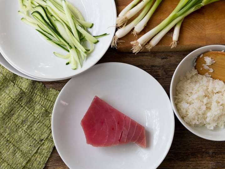 sushi making mise en place Shot