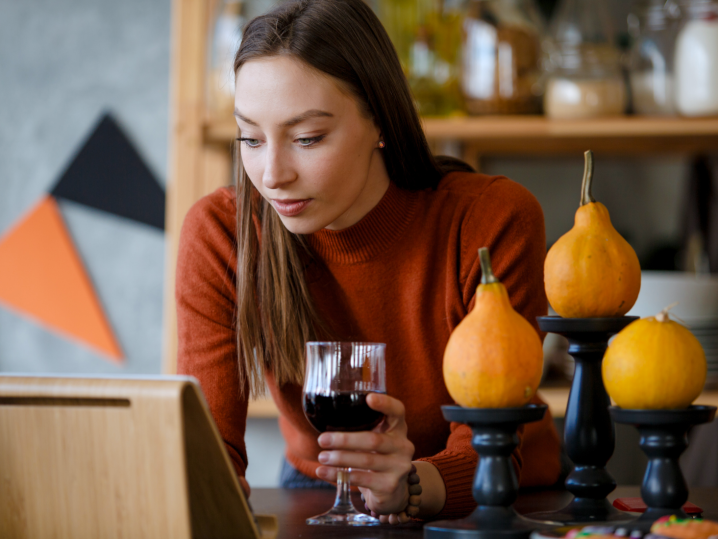 person taking an online halloween cooking class | Classpop Shot