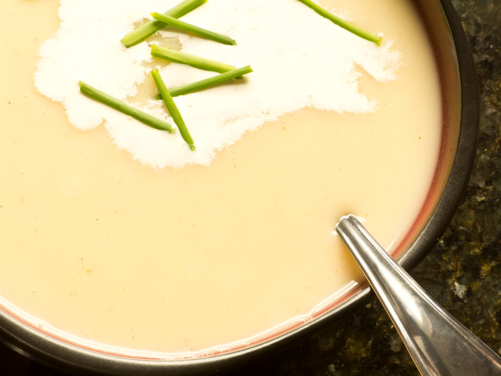 Leek and potato soup with creme fraiche | Classpop Shot