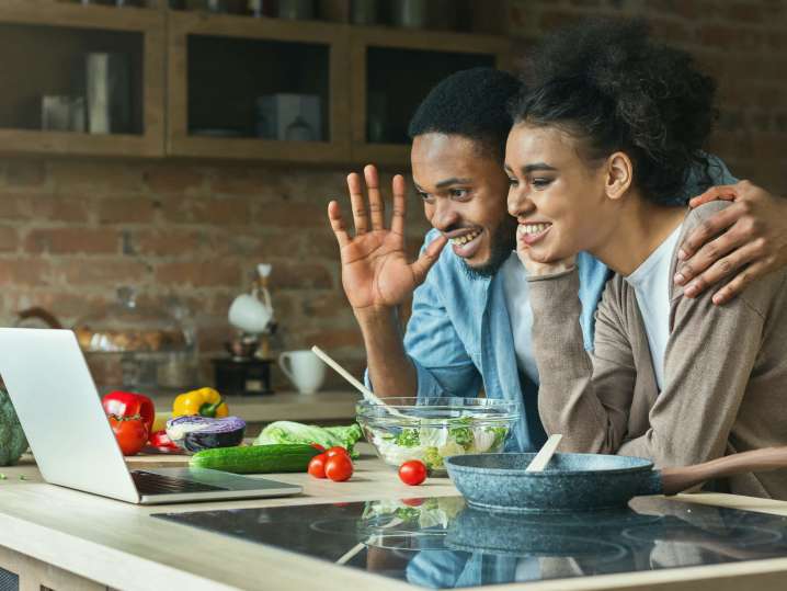 couple taking an online cooking class at home | Classpop Shot