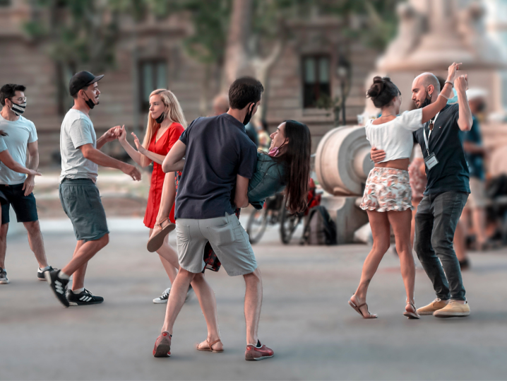 Colorado Springs - group of people dancing in the streets Shot