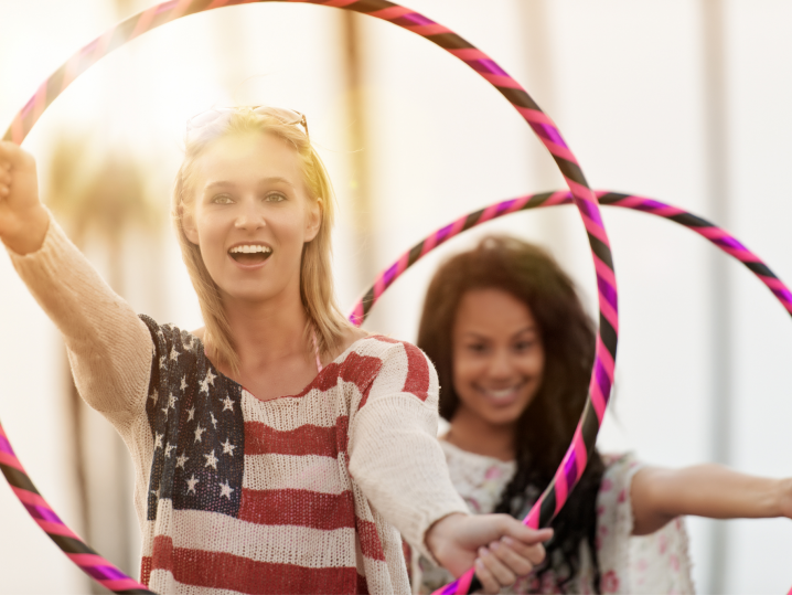 Nashville - two young women holding hula hoops Shot