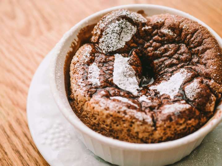 side view of chocolate souffle | Classpop Shot