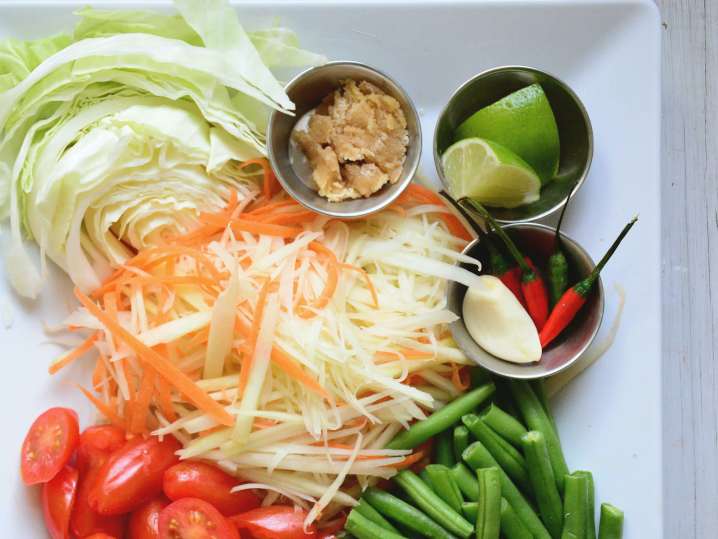 ingredients to make papaya salad | Classpop Shot