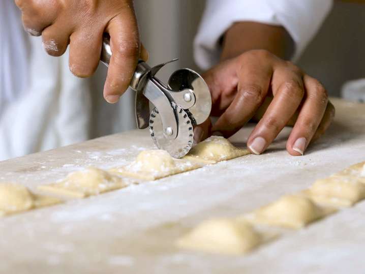 chef making homemade ravioli with ricotta and corn | Classpop Shot