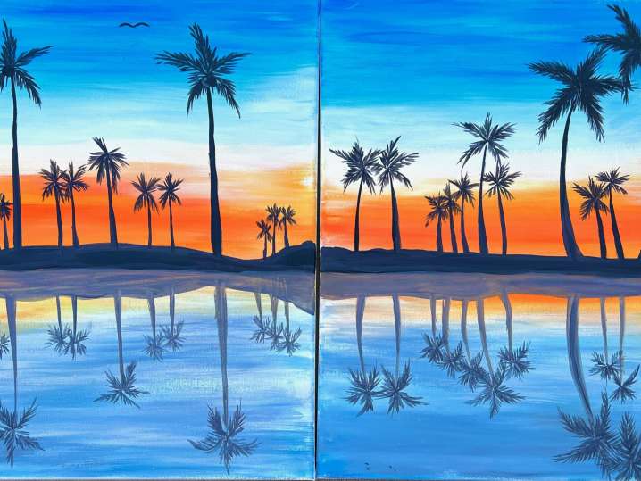 Paint and Sip Tropical Beach Scene for Two Los Angeles Classpop!