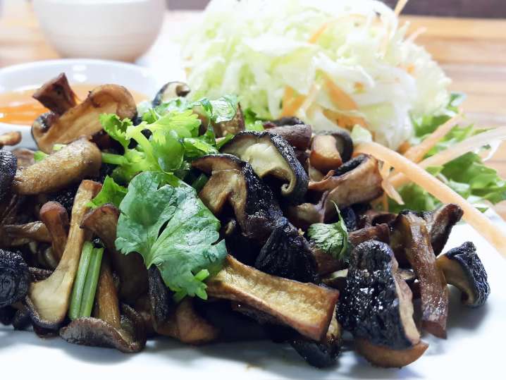 soy braised mushrooms on white plate | Classpop Shot