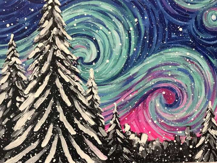 Paint and Sip - Starry Night in Winter | Classpop!