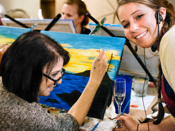 Surfing Along the Vibrant Sunset Group Painting Class Shot