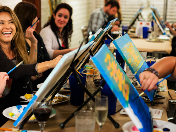 Vibrant Sugar Skull Group Painting Class Shot